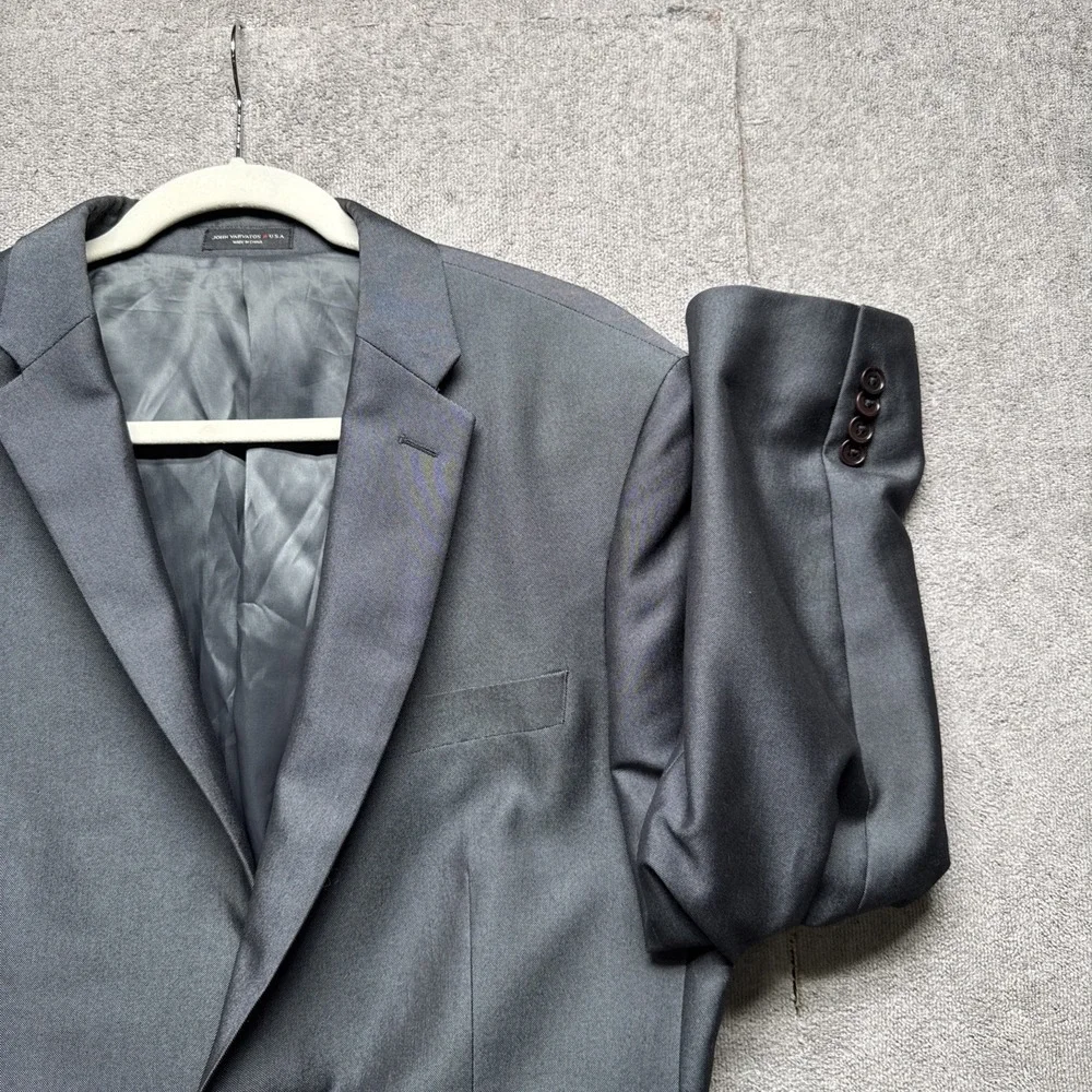 John Varvatos Gray Blazer Men's 44L Premium Tailored Single Needle Two Button